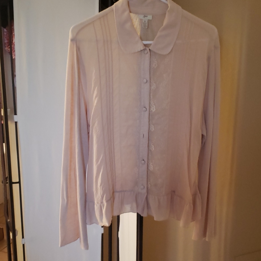 Long sleeved nude laced blouse j.jill